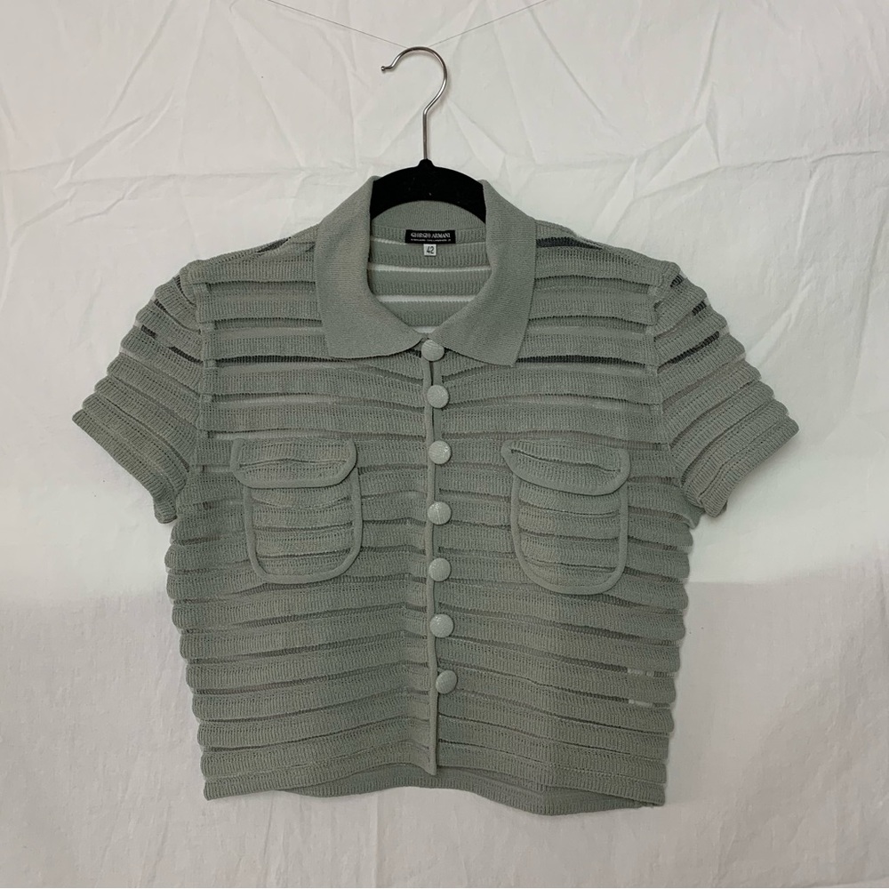 Giorgio Armani Sage Green Button Up Blouse